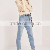 Plain White Ladies Sweater Knitwear Pullover Drop Shoulder Ladder Shoulder Distressed Crop Jumper Women thumbnail-6