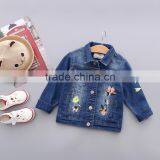 S33420W Kid Jean Jacket For Girl Flower Embroidered Jacket Baby Girl Child Denim Jacket thumbnail-1