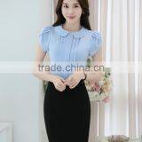 Juqian Brand Fashion Design Short Sleeve New Blouse Summer Ladies Chiffon Shirts thumbnail-4