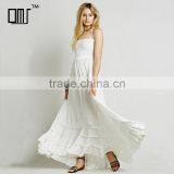 Flowing Hippie Lady Clothes Latest White Backless Beach Dress thumbnail-1