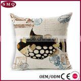 Wholesale Printing Custom Fish Natural Linen Cushion Cover thumbnail-1