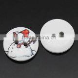 Round White & Red Christmas Snowman Pattern 2 Holes Wood Painting Sewing Buttons Scrapbooking thumbnail-1
