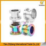 Screw Fit Flesh Tunnel Rainbow And Stainless Steel Plugs Evil Eye Body Jewelry thumbnail-3