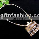 Designer Banjara Style Oxidized Jewellery- Vintage Handicraft Silver Golden Set - Beautiful Golden Silver Pendant thumbnail-3