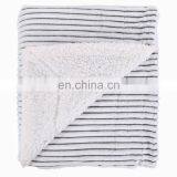 March New Products Striped Super Fluffy Reversible Sherpa Throw Grey Blanket for Your Living Room and Bedroom thumbnail-7