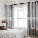 Wholesale Cheap Black White Checked Printing Polyester Sound Proof Shading Blackout Blind Readymade Window Curtain thumbnail-2