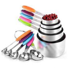 Eco Friendly 10pcs Stainless Steel Silicone Handle Measuring Cup and Measuring Spoon Baking Tools for Tea Coffee Kitchen thumbnail-5