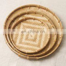 Set 3 Wall Decor Handmade Woven Round Bamboo Tray thumbnail-1