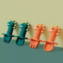 Children's Spork Learning Spoon Silica Gel Baby Newborn Baby Auxiliary Food Licking Spoon thumbnail-2