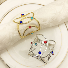 Delicate Aluminum Alloy Napkin Rings in Gold Silver For Fashion Towel Buckle Holder Table Decorations