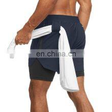 New Hot Sale Men's Quick Dry Sportswear Shorts Two In One Fitness Shorts With Side Pockets Gym Wear Clothing Shorts thumbnail-3