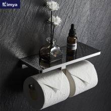 Double Paper Holder 304 Stainless Steel Toilet Paper Shelf Washroom Paper Box Model 8009B thumbnail-1