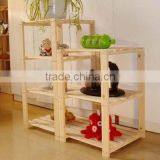 Decorative Logo Wooden Luggage Carrier ,pine Wooden Garden Flower Pot Display Shelf