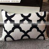 100% Cotton printed black and white brief style geometric cushion