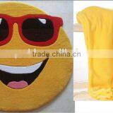 Yellow Emoji Stuffed Animal Blanket/animal Eomoji Hood Blanket/OEM Comfort Baby Toys Stuffed Emoji Blanket thumbnail-1