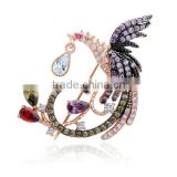 18K Rose Gold Plated and White Gold Plated Multi AAA Cz Micro Pave Setting Phoenix Bird Animal Brooches