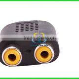 Hot Sell 1 to 2 RCA PLUG AV Splitter Converter Adapter RCA Audio Adapter