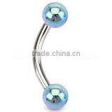 Funky Blue Metallic Splash Curved Eyebrow Bar thumbnail-1