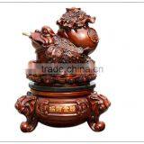 Resin Wooden Color Money Frog Statue , Resin Animal Statue thumbnail-1