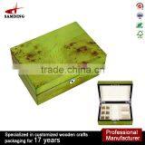 OEM Solid Wood Green Jewelry Box Packaging With Custom Logo Printed thumbnail-3