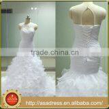 ASAW19 Hot Sale Elegant Wedding Gown Applique Lace Mermaid Organza Ruffled China Wedding Dress Real Photo