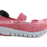 lady woven elastic sport shoes knit upper MD outsole