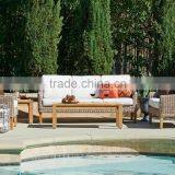 Wooden Sofa Set Wicker Poly Rattan Patio Garden Sofa Furniture (1.2mm Thickness Aluminum Frame, Hand Woven) thumbnail-2