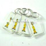 Custom Made Clear Acrylic Key Holder / Square Shape Clear Plastic Key Chain