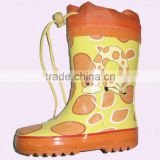 Yellow tiger cuff children rubber rain boots