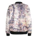 L055 Bomber Jacket Wholesale 2016 Latest Cotton Printed Bomber Jacket Women thumbnail-2