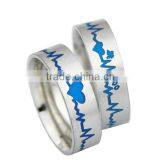 SRR0047 China Wholesale Jewelry Heart Beat Ring Blue Enamel Heart Rate Custom Stainless Steel Wedding Ring thumbnail-1