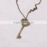 New Arrival Pop Steampunk Key Chain Heart Pendant Bronze Statement Necklace 2015 Yiwu Fashion Jewelry Hot Sale thumbnail-2