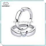 High Quality 925 Silver Bezel Setting Couple Band Ring thumbnail-1