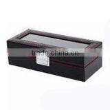 High-Grade PU Leather Package Box For Watch, 5 Slot Display Carbon Fiber Stripe Gift Storage Box thumbnail-3