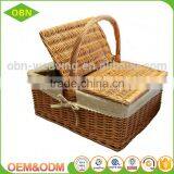 Custom China Hand Woven Eco-friendly Material Cheap Handle Empty Wicker Picnic Baskets With Lid thumbnail-2