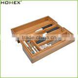 Kitchen Helper High Quality Bamboo Expandable Cutlery Tray& Organizer /Homex_Factory thumbnail-1