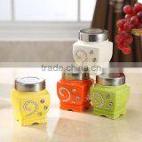 Ceramic Canister Set With Stainless Metal Frame thumbnail-4
