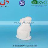 BSCI Audit Factory EASTER Bunny Glazed White Ceramic Rabbit Figurines, Decorative Easter Bunnies thumbnail-1