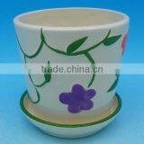 2012 New Designs Ceramic Flower Pot With Bottom Hole and Tray
