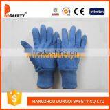 DDSAFETY 2017 Blue Cotton Gloves With Nini Dots On Palm Canvas Gloves With Blue Knit Wrist