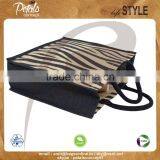 PP Laminated Jute Tote Bag With Padded Rope Handle & With One Color Two Side Zebra Texture Print thumbnail-3