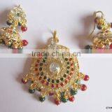 Gold Plated Jadau Pendant Dangler EARRINGS Set thumbnail-1