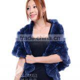 CX-B-21B Hand Knitted Real Rex Rabbit Fashion Fur Stoles thumbnail-4