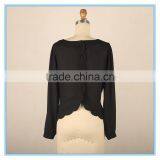 New Design Ladies Back Button Design Petals Hem Long Sleeve Blouse thumbnail-3