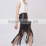 Brand Design OEM Services Leather Midi Skirts Tassels Maxi Skirts High Waist Bodycon Sexy Skirts thumbnail-2