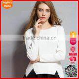 Latest Design Unique Autumn Knit Ladies Solid Color Pullover Sweater thumbnail-1