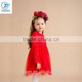Children Party Dress With 100% Cotton Lining Kids Party Wear Dresses For Girls Color Red thumbnail-3