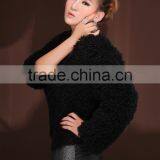 Promotion Price Black Woman Faux Fur Short Coat Lady Curly Sheep Fur Jackets thumbnail-4