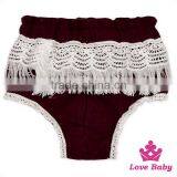 3DDK053 Lovebaby Wholesale 100% Cotton Solid Color Pom Pom Diaper Soft High Waist Sweet Baby Diaper thumbnail-1