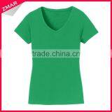 Fancy Design Plain Color Wholesale Blank Fitted V-neck Lady T-shirt thumbnail-1